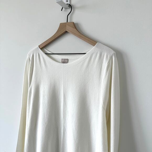 NWT Chico's Bateau Shirttail Sweater LS Basic Ecru Size XL - Picture 3 of 10